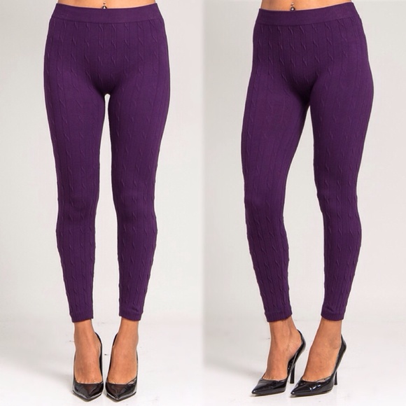 Gemma's Treasure Pants - SEAMLESS CABLE LEGGINGS IN PURPLE